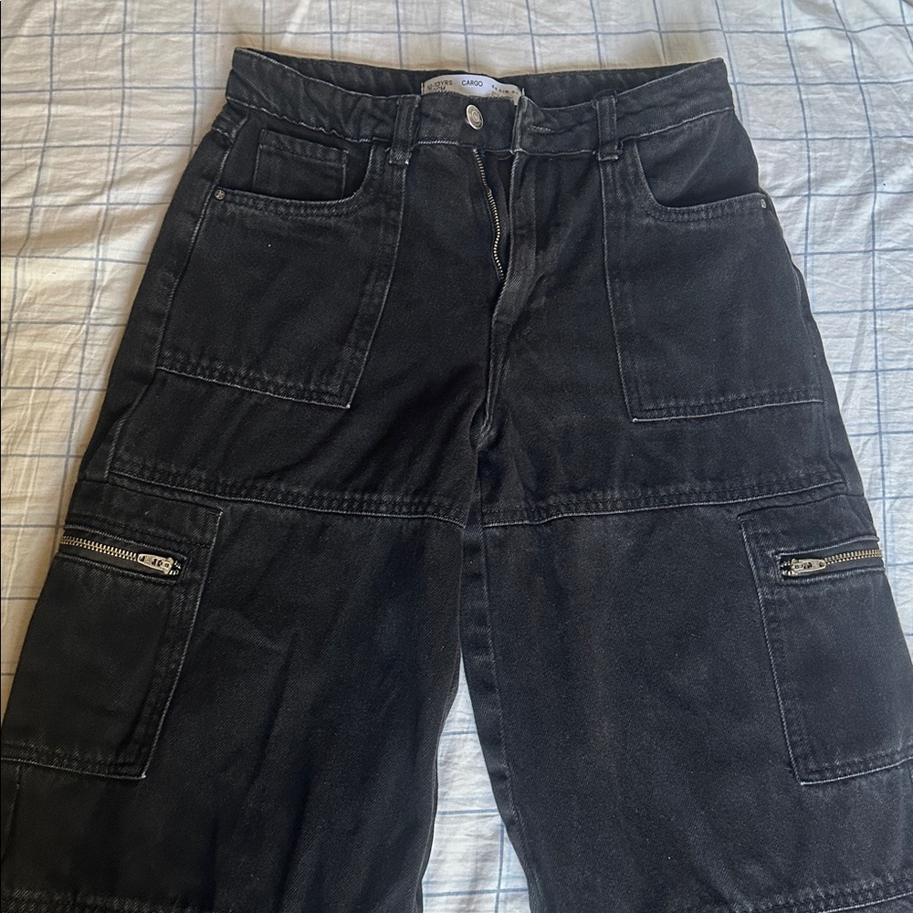 Kids Black Cargo Pants